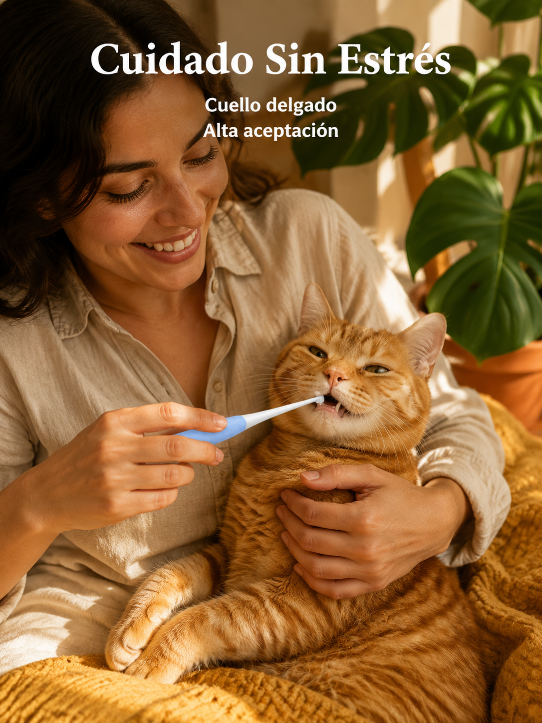 Cepillo dental suave para el cuidado de los gatos