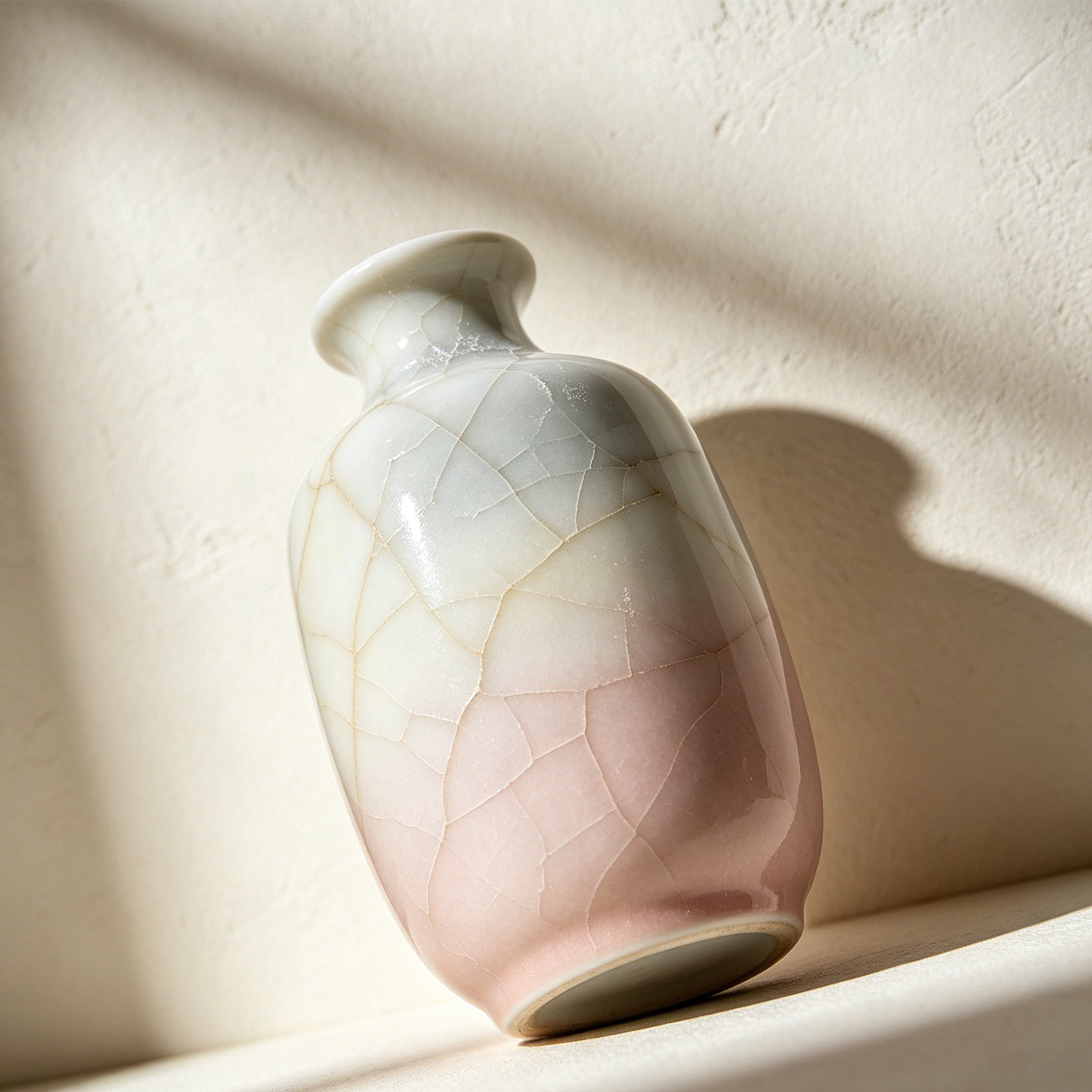 Detailansicht der Keramikvase mit Craquelé-Oberfläche