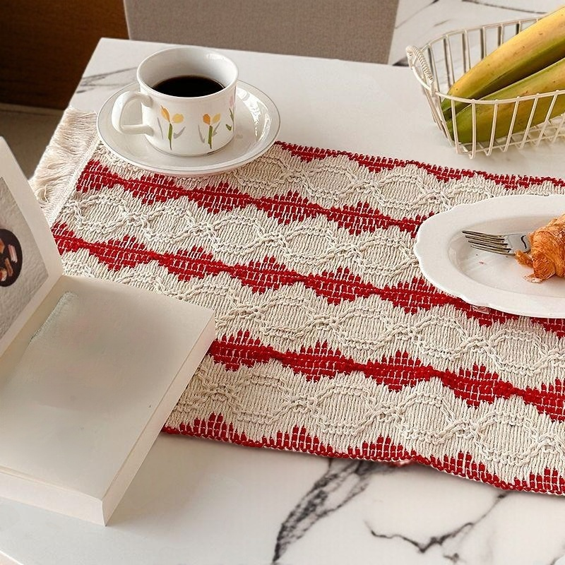 衝突カラーフリンジ綿糸編み滑り止め断熱マット