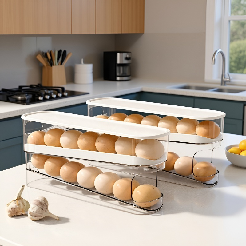 雞蛋收納盒自動翻轉側門保鮮盒子雞蛋架冰箱收納架蛋托