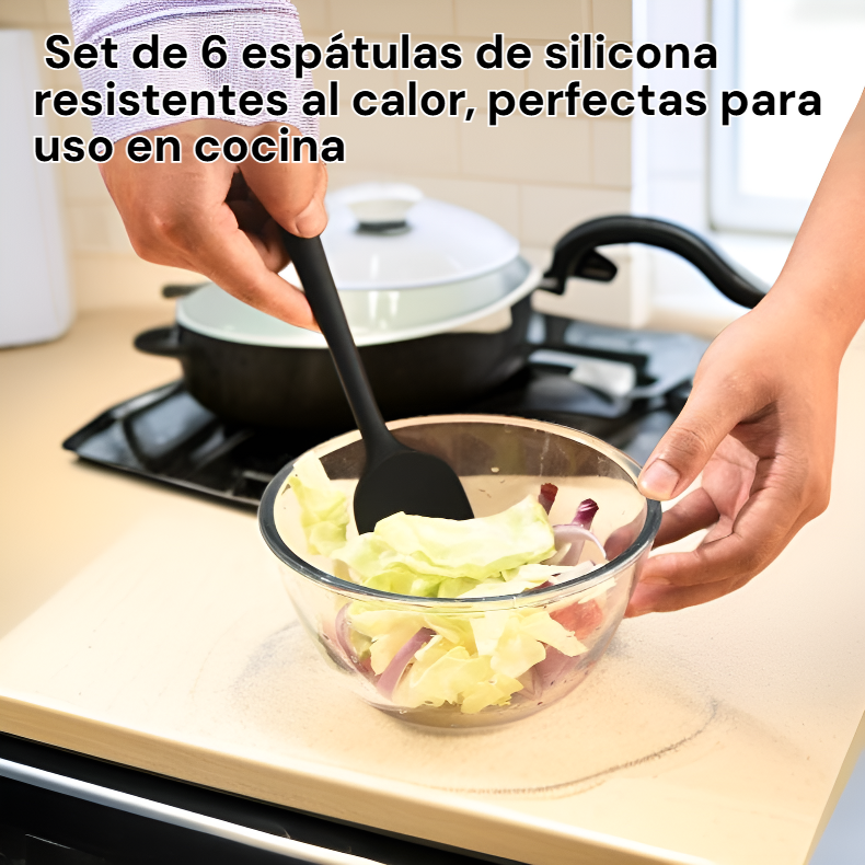 Juego de 6 espátulas de silicona para repostería y mantequilla.