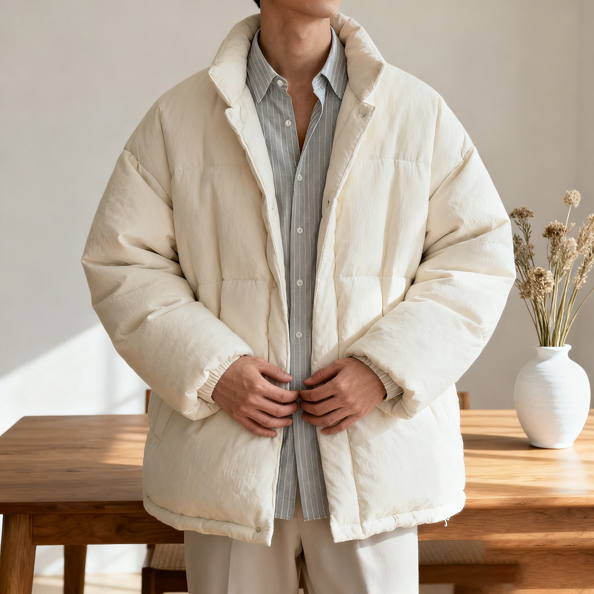 シンプルデザイン メンズ綿入りジャケット