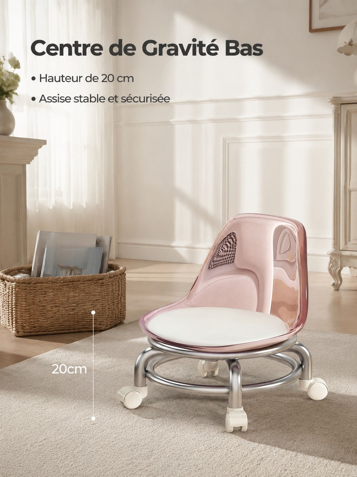 Siège mobile en plastique transparent pour enfant