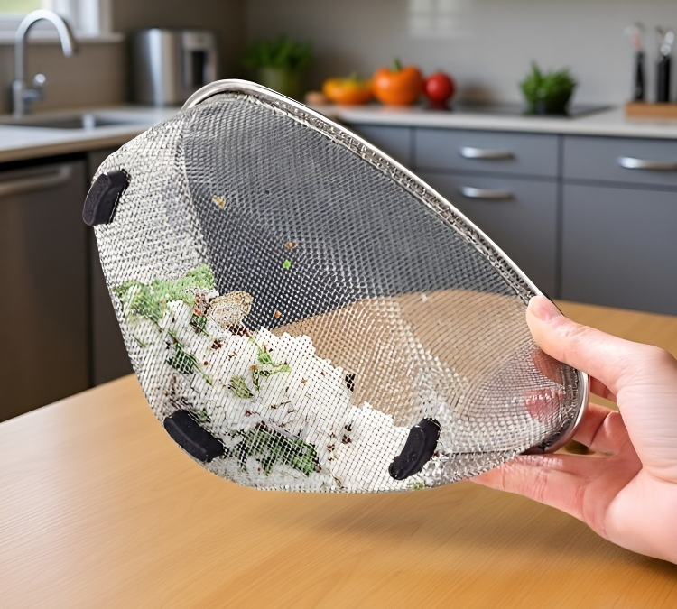 음식물 찌꺼기 걸러내는 배수 필터 근접 촬영