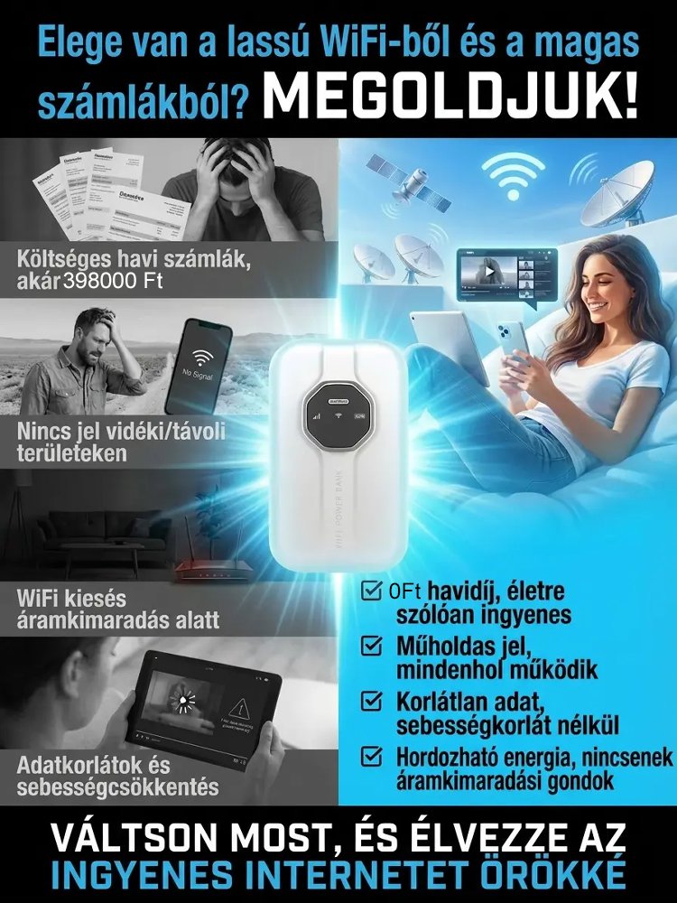 【Világszintű lefedettség, élethosszig tartó ingyenesség】Határtalan hordozható wifi