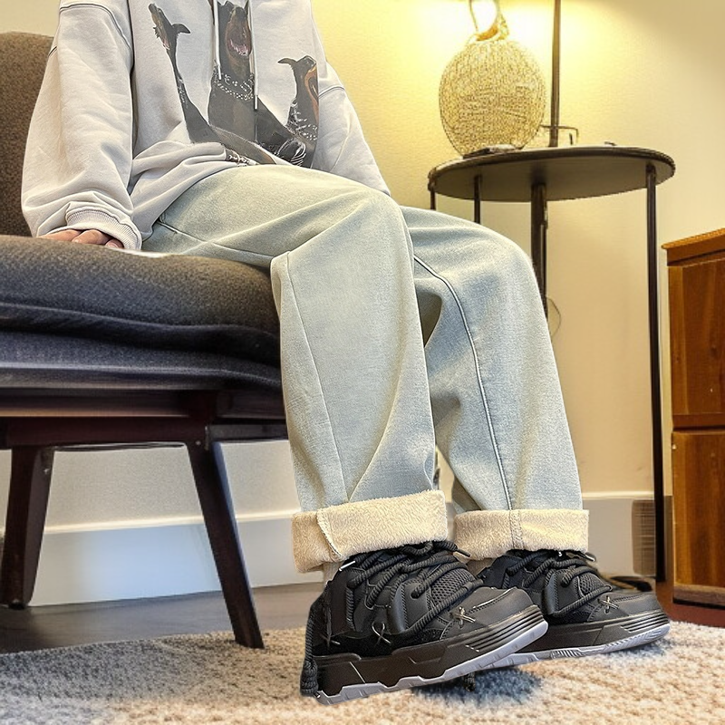 플리스 안감 청바지