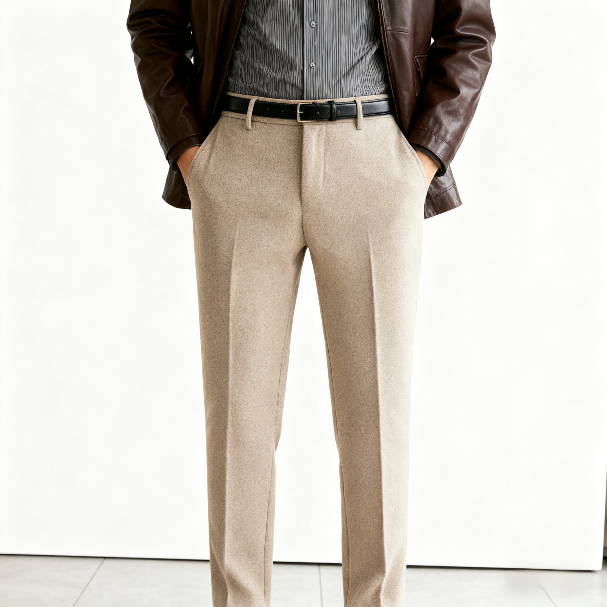 남성 클래식 핏 울 정장 바지