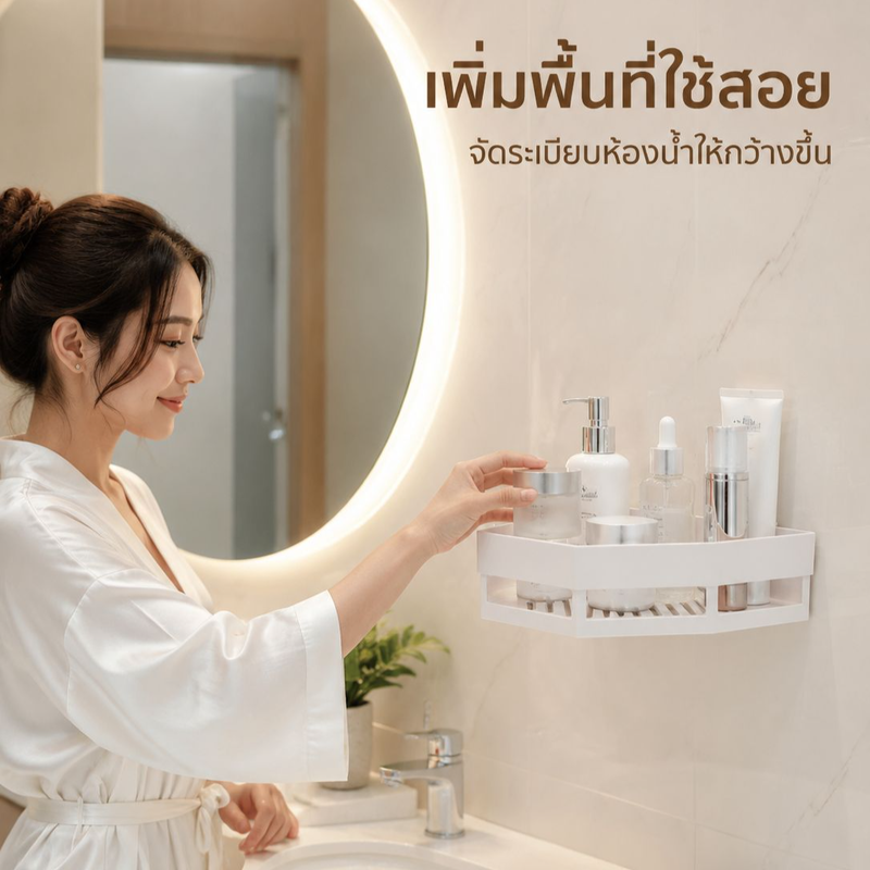 ชั้นวางติดผนังข้างโถสุขภัณฑ์ สำหรับเก็บของในห้องน้ำ