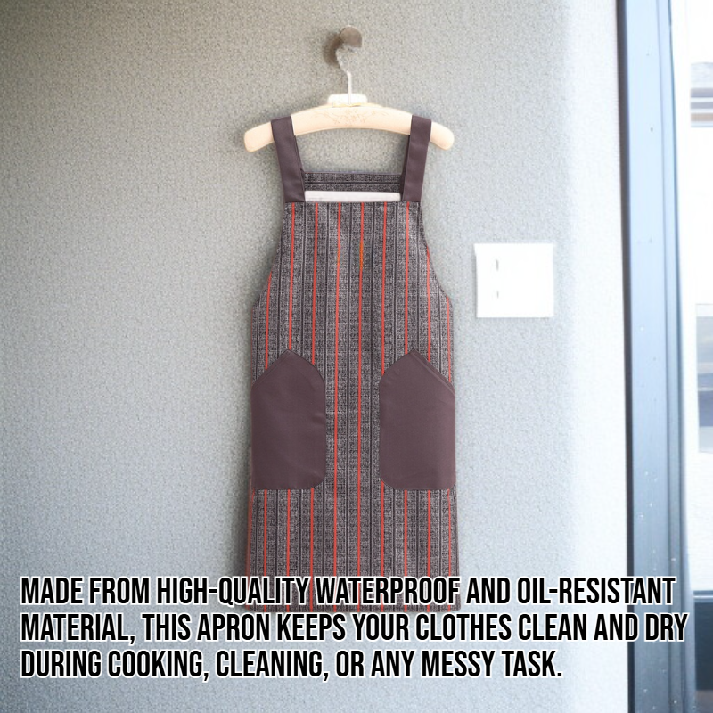 Waterproof and oil-resistant apron with straps.