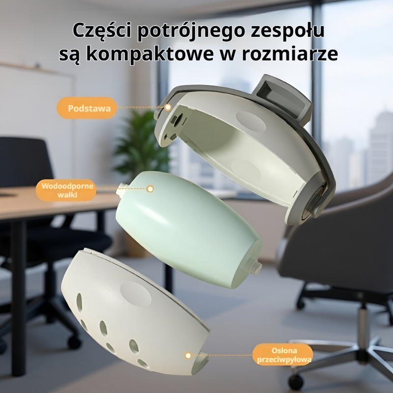 Przenośny, wielokrotnego użytku, zmywalny wałek do usuwania sierści