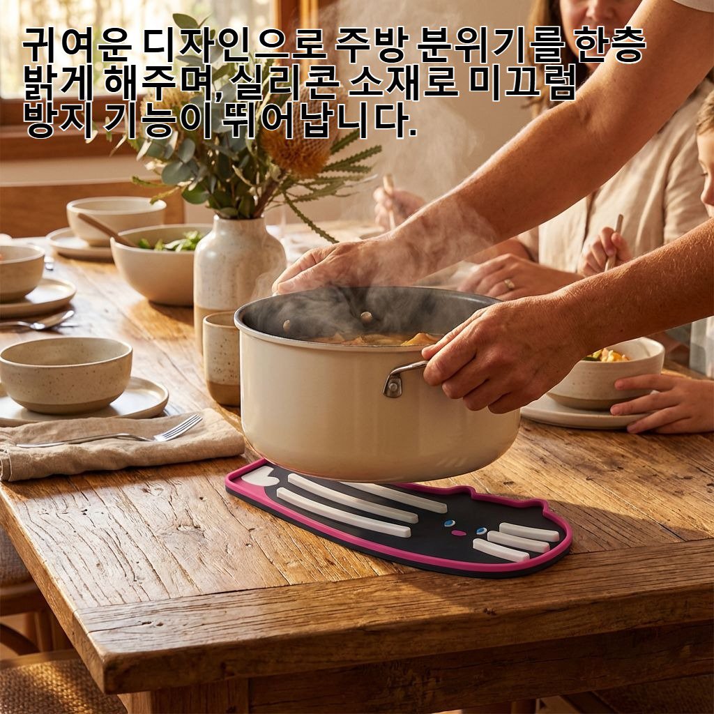 귀엽고 미끄럼 방지 기능이 있는 실리콘 냄비 뚜껑 매트