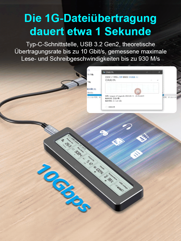 【Warnung vor Festplattenschaden】M.2 Smart Display SSD-Gehäuse