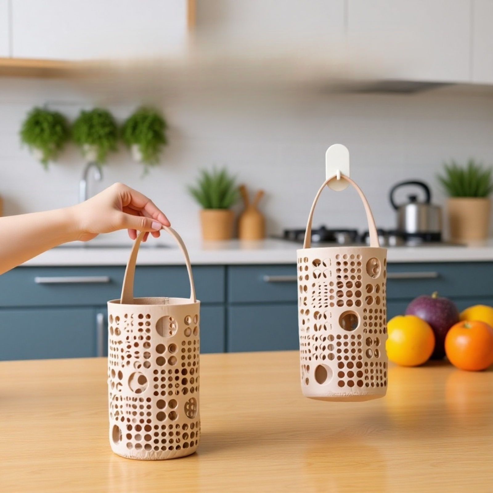 キッチンゴミ袋収納吊り下げバッグパンチフリー壁掛けビニール袋ペーパータオル多機能収納バッグ