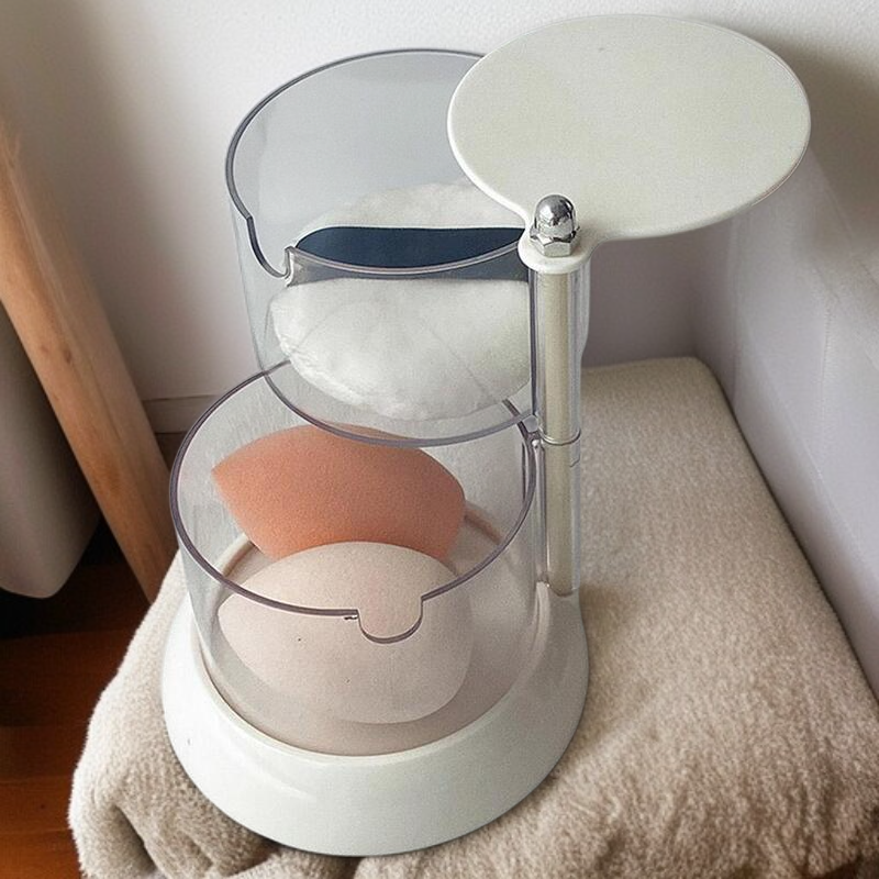 Transparente drehbare Make-up-Aufbewahrung, mehrlagiges staubdichtes Ei-förmiges Regal