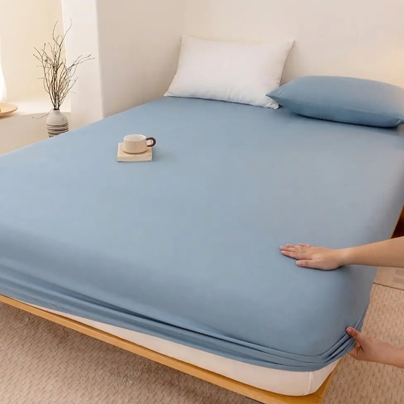 水洗磨毛純色床笠單件防滑床套床罩全包床墊保護罩