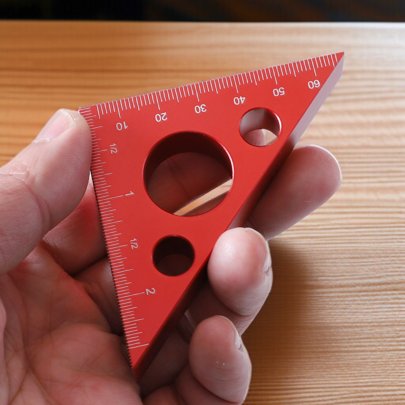 木工用具 直角三角形厚物定規 アルミニウム合金製厚型アングルゲージメトリックインペリアル高さ測定三角定規