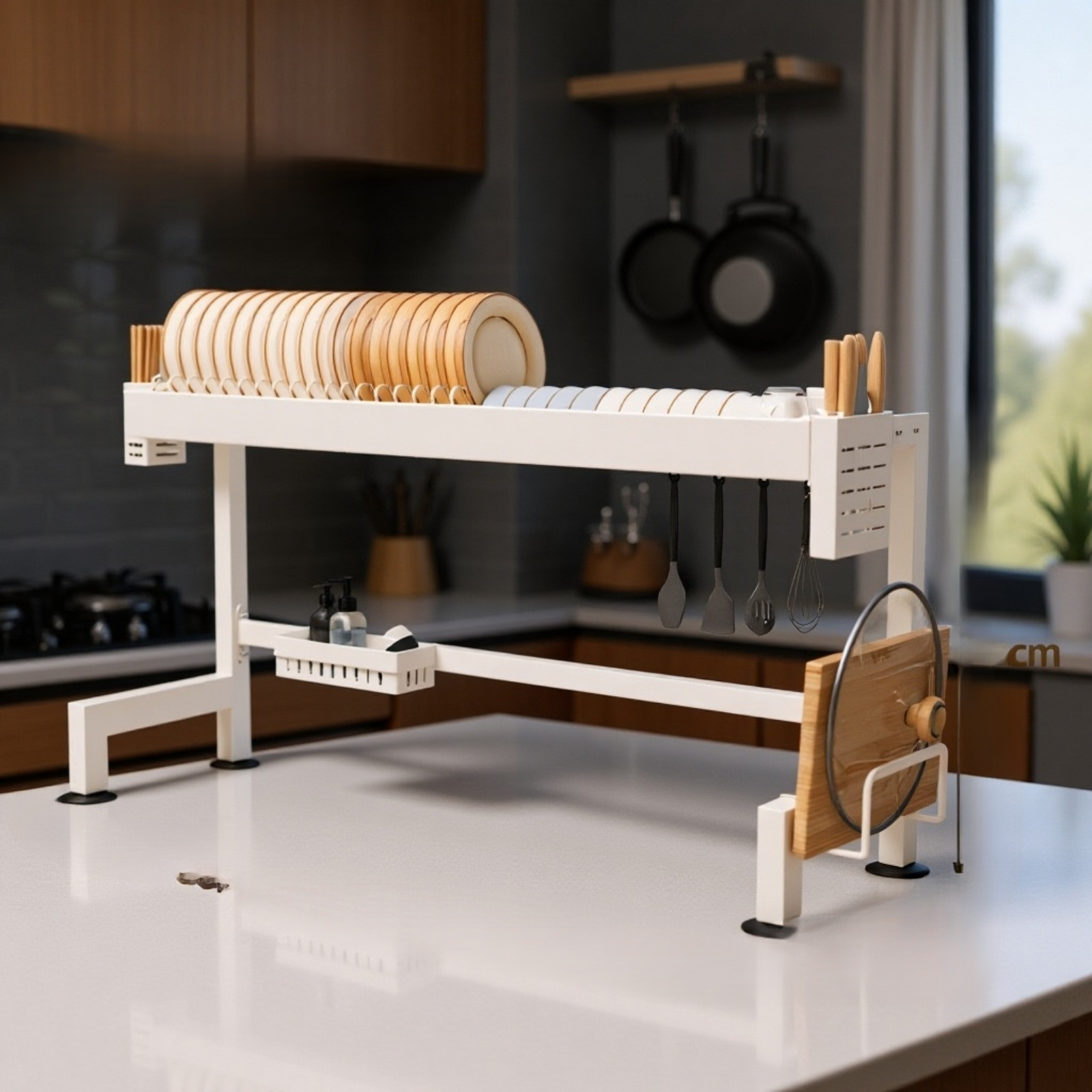 Multifunktionales Spülbecken-Aufbewahrungsregal mit Abtropfgestell