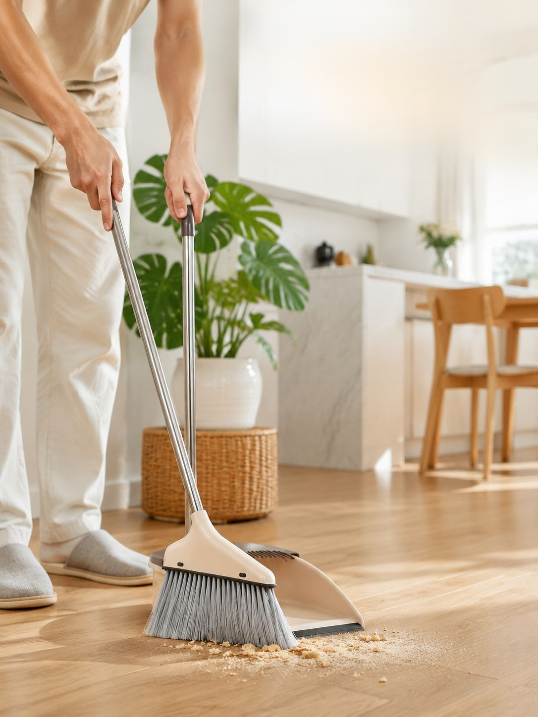 Easy-to-clean dustpan with wide mouth