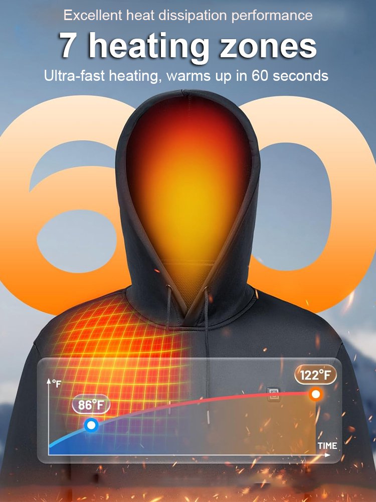 【10-Second Rapid Heating】Winter Smart Electric Heated Hoodie