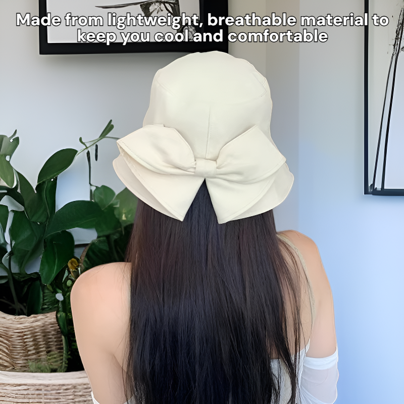 Women's sun hat with split slit and bow, versatile and perfect for vacation.