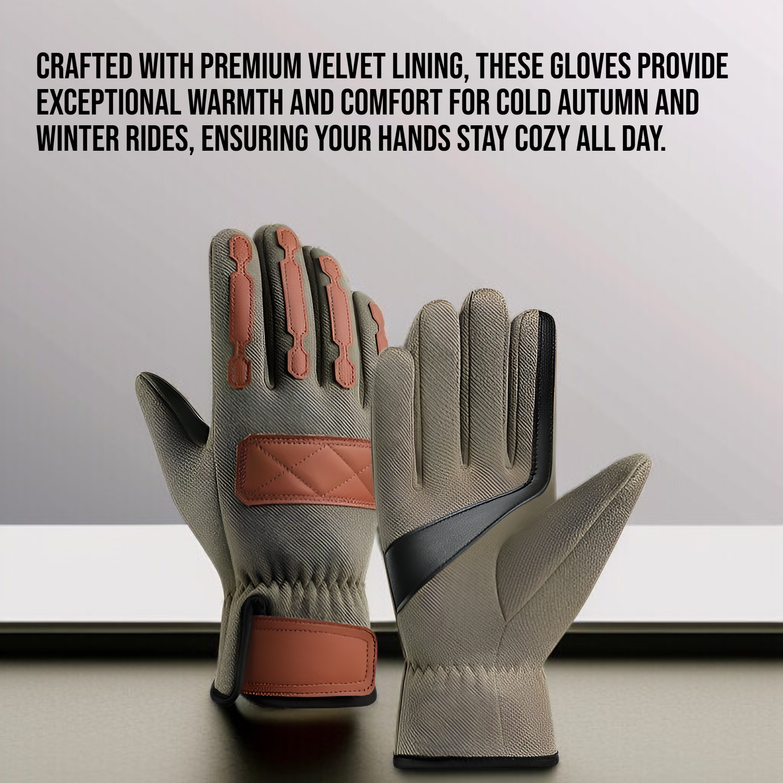 Men's autumn and winter velvet warm riding gloves