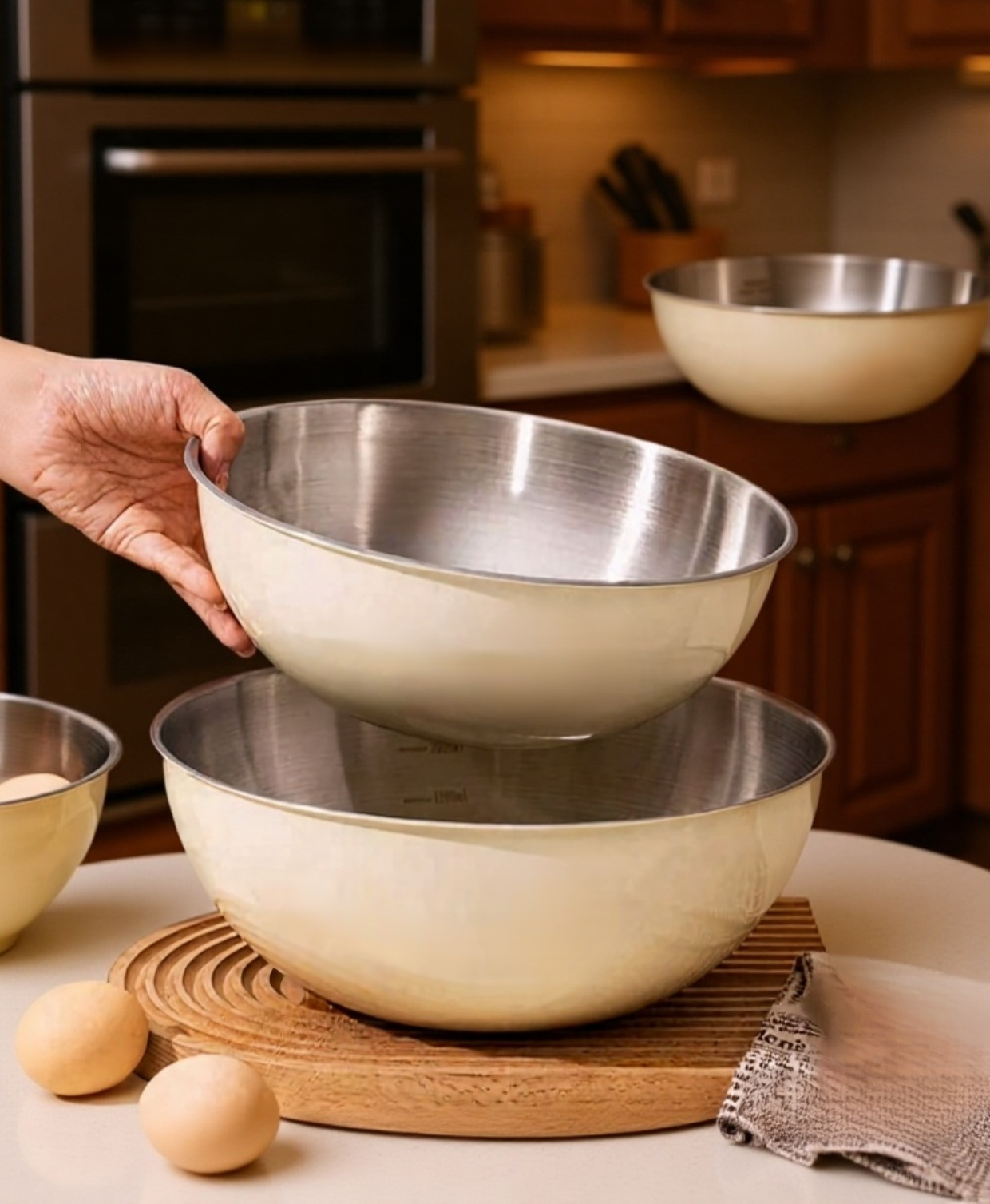 반죽 그릇 손잡이와 바닥 디테일