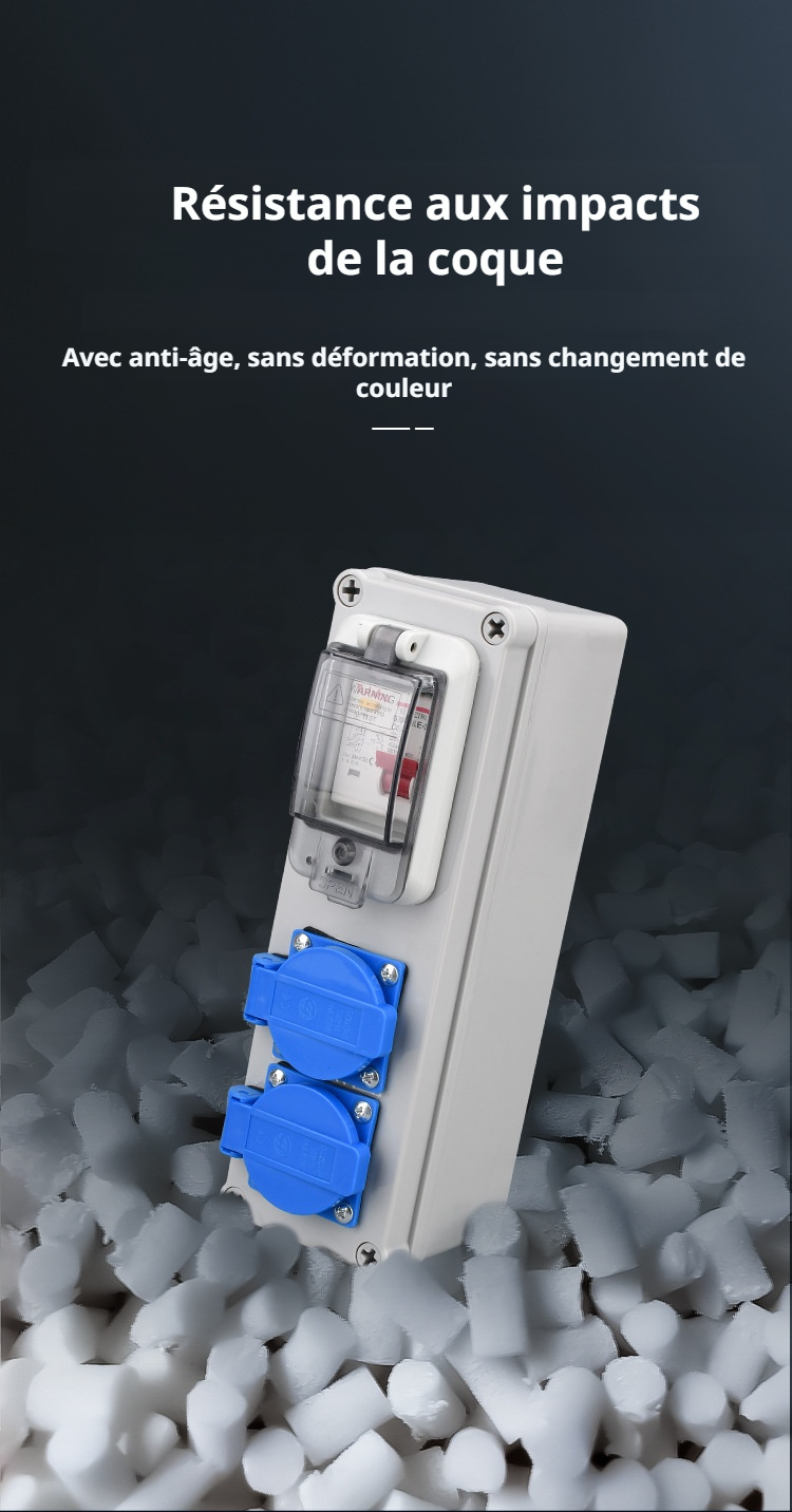 Boîte de distribution électrique portable en plastique résistante