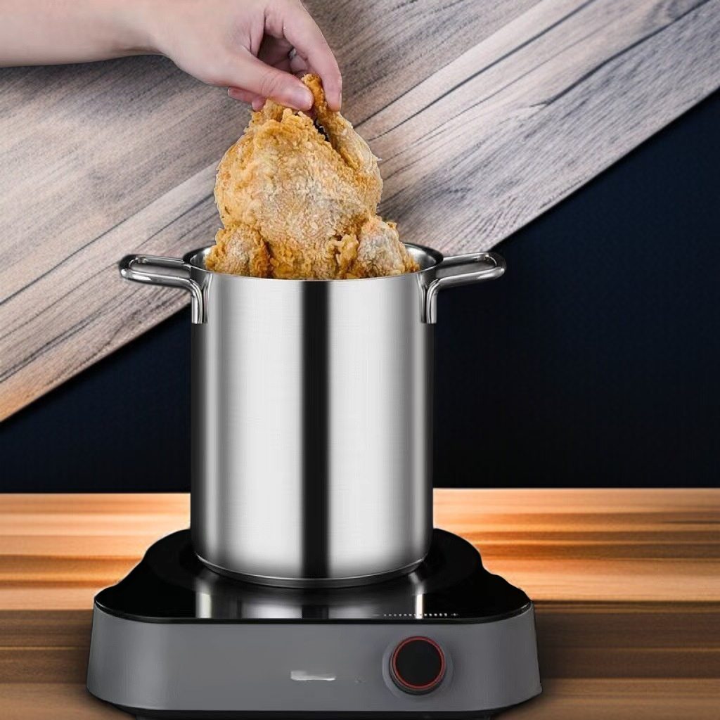 家庭用ミニフライヤー ストレーナー付き多機能キッチンステンレス小型フライヤー