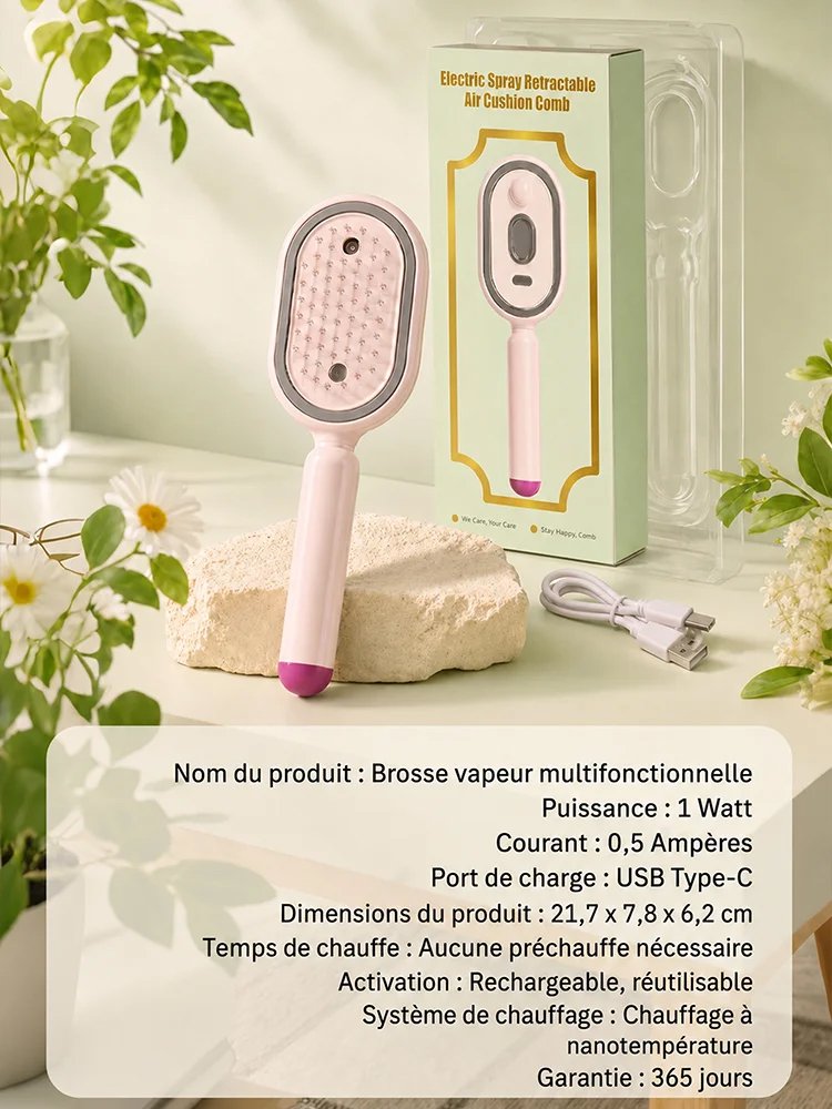 [Secret d'Hollywood] Brosse Lissante 5-en-1 | Lumière Rouge Anti-Chute | Zéro Dégât Thermique ✨