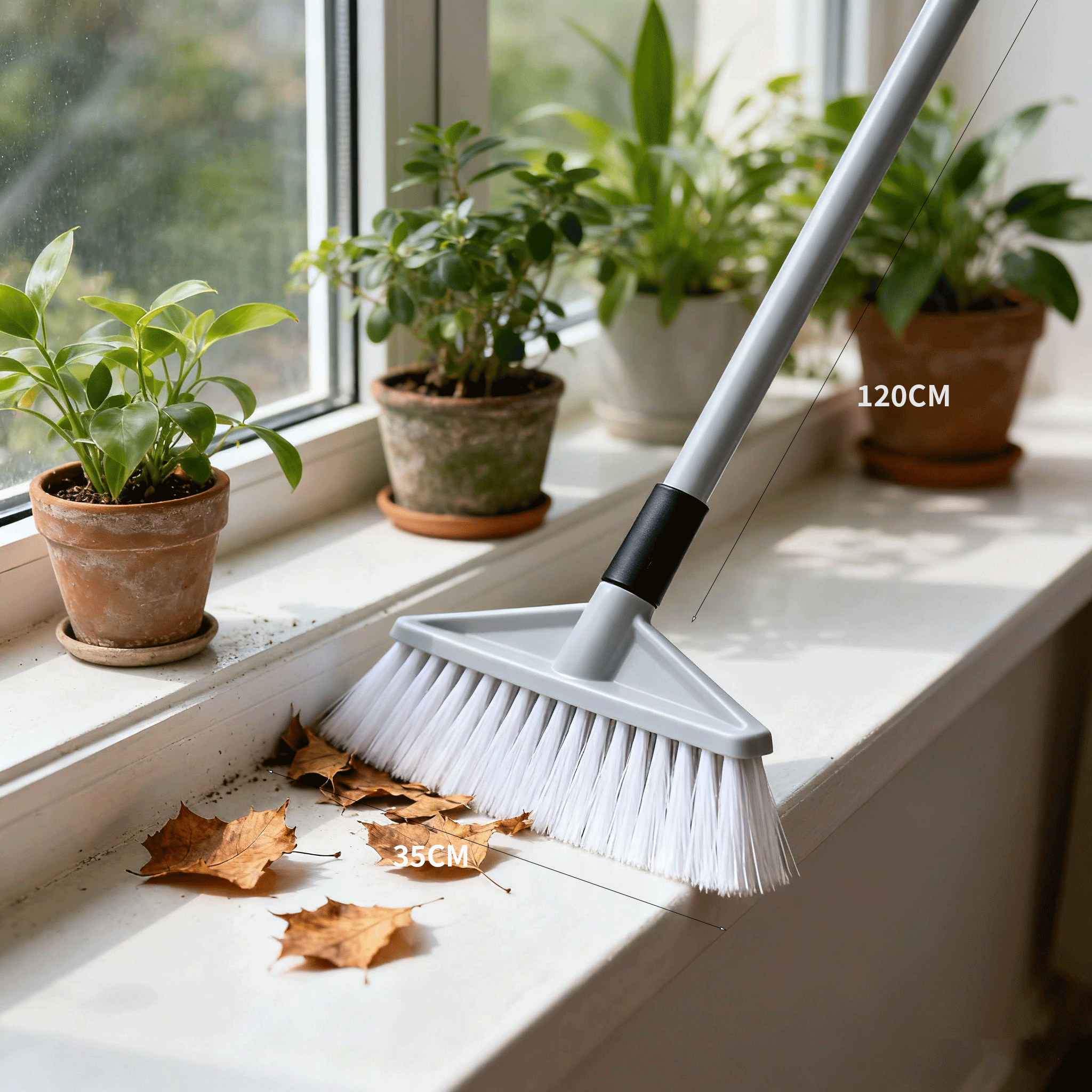 Koště při zametání podlahy