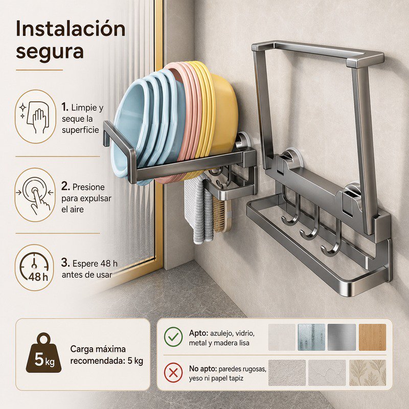 Soporte de pared para lavabos y tazones