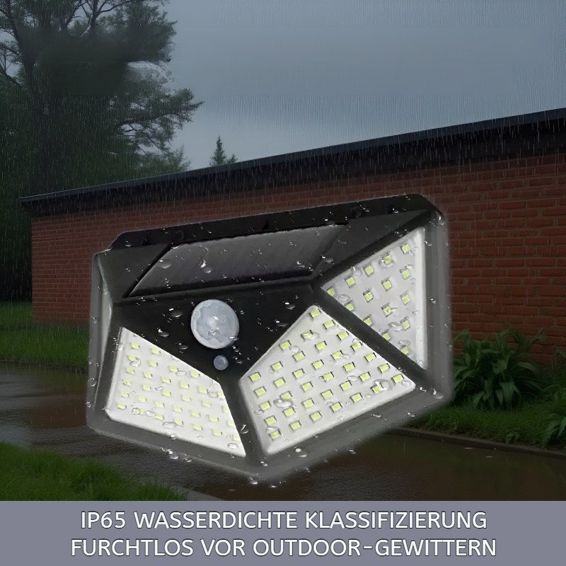 Vierseitige Solar-Wandleuchte mit Bewegungssensor