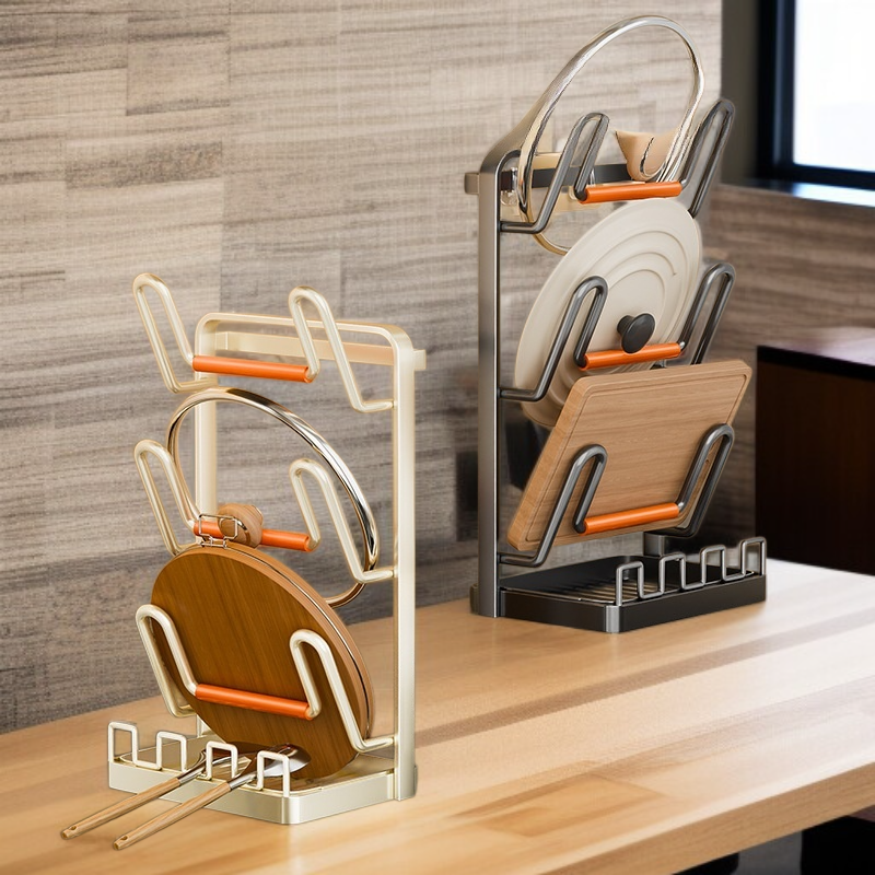 لوح تقطيع متعدد الاستخدامات للمطبخ ورف تخزين لأغطية القدور