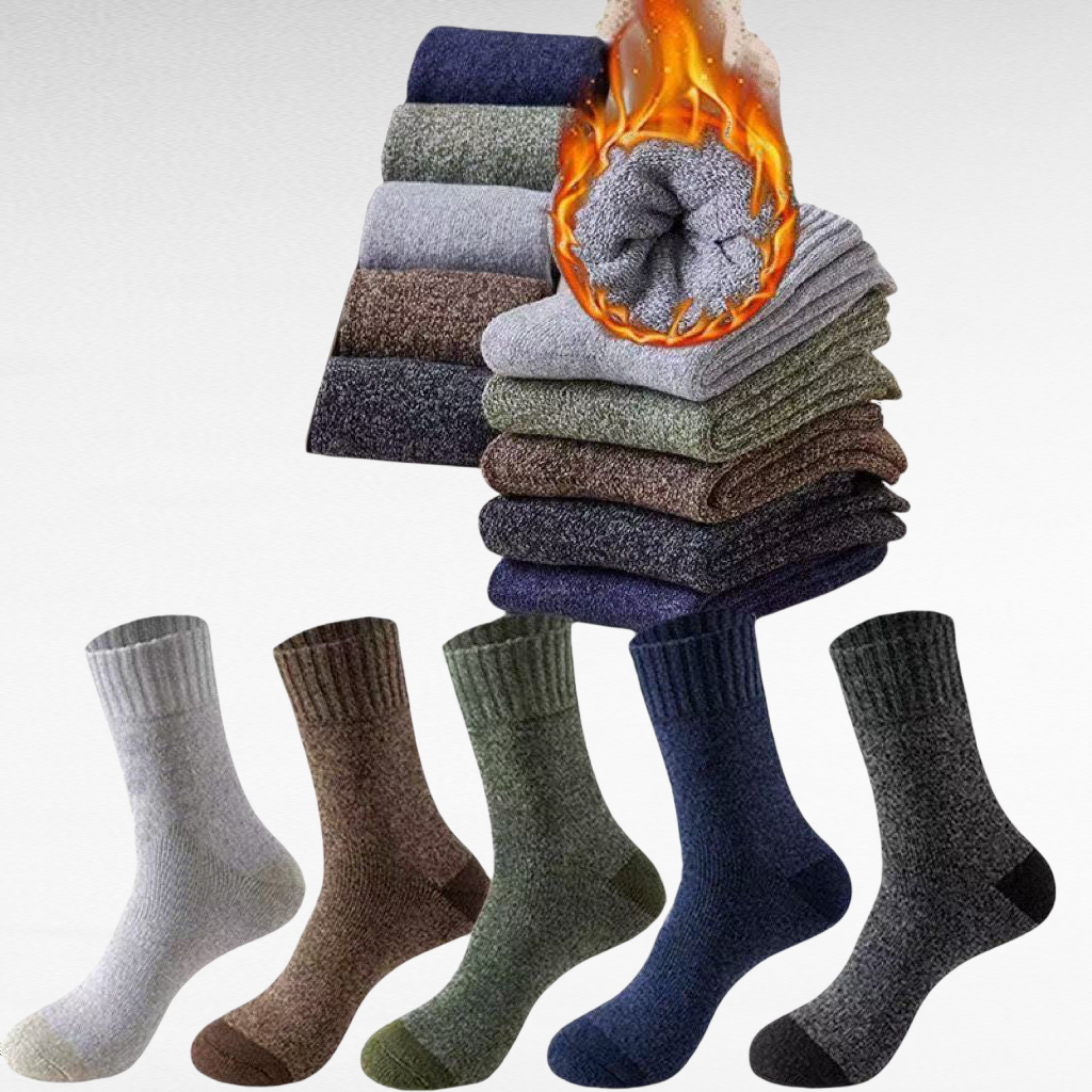 5足セット メンズ冬用タオルソックス 毛玉付き暖かい靴下
