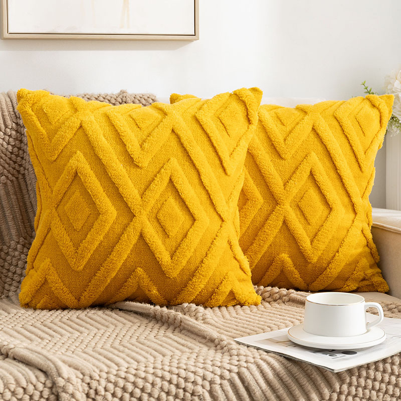 珊瑚絨格子抱枕套