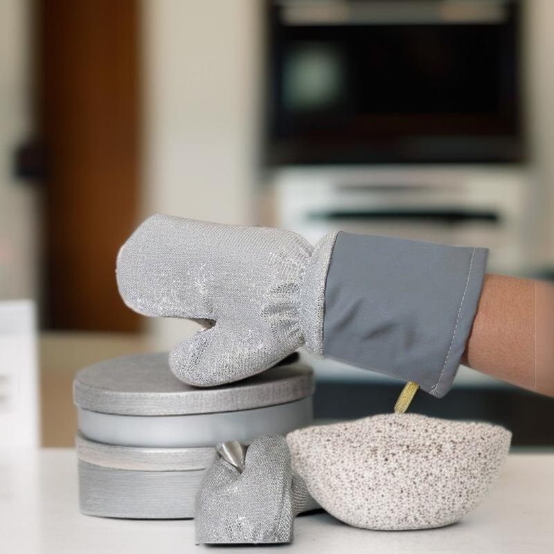Long Thick Waterproof Heat-Resistant Wire Gloves for Dishwashing and Oil Stain Removal