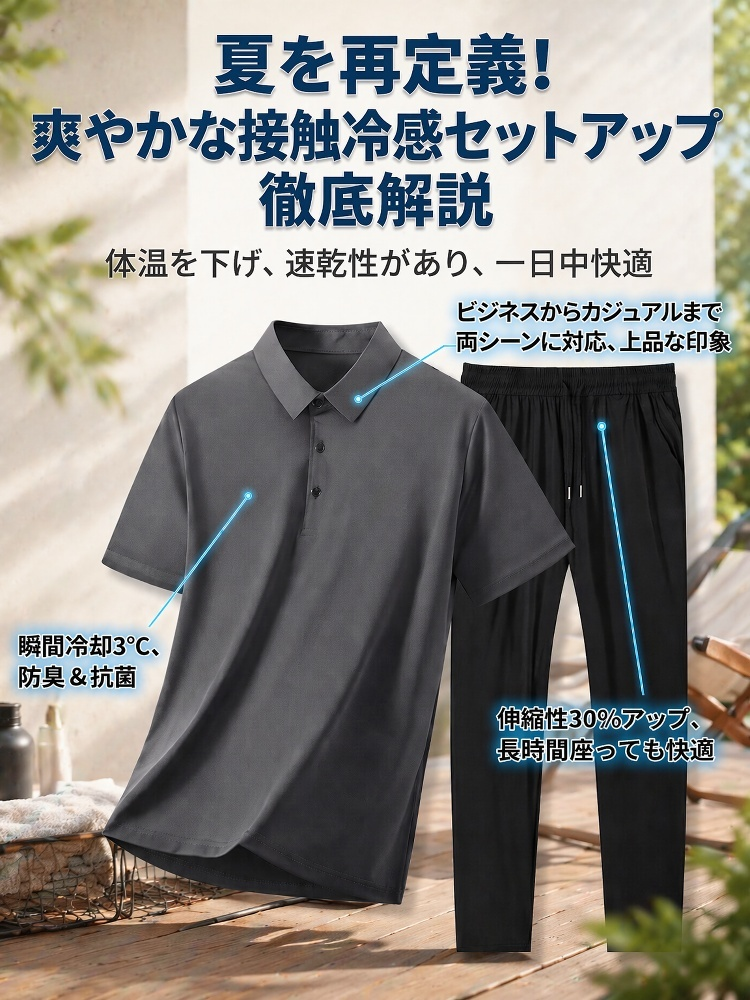 通気性抜群のメンズセットアップ