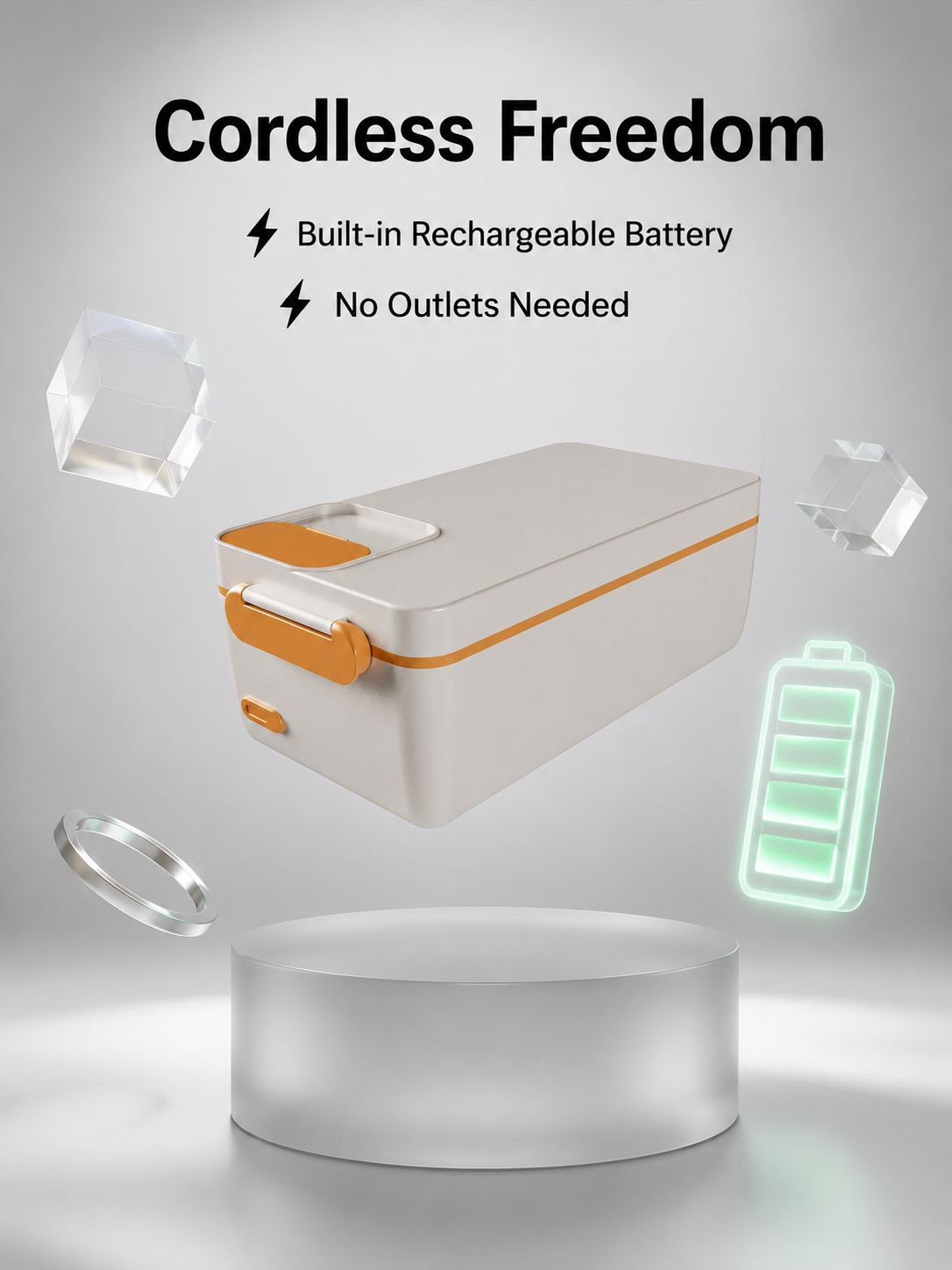 Rechargeable Large Capacity Electric Lunch Box with 304 Stainless Steel Liner