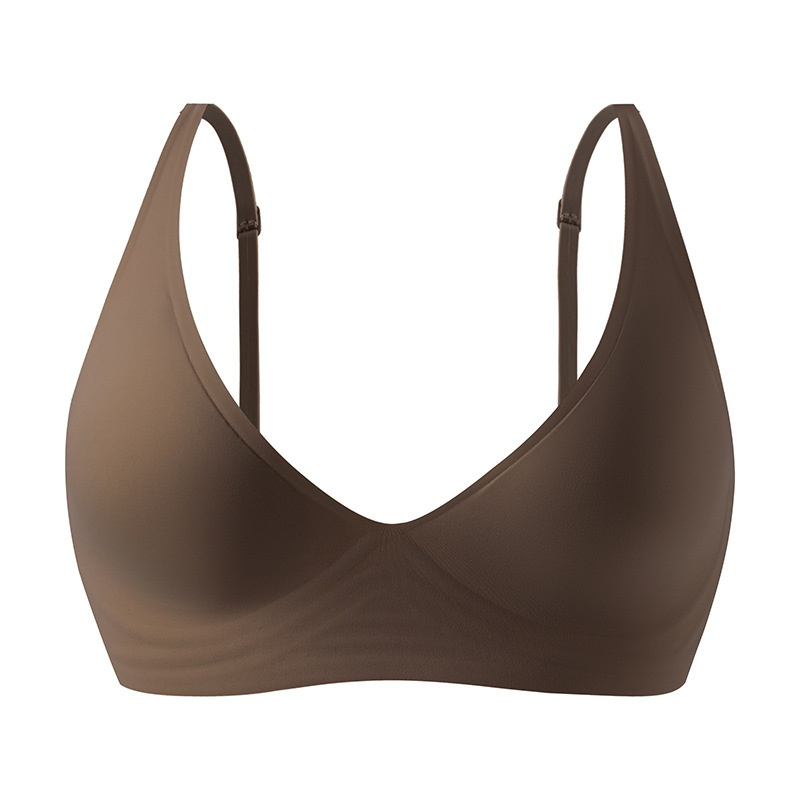 Seamless Gathered Breathable Comfortable Deep V Jelly Strip Anti-Sag Bra