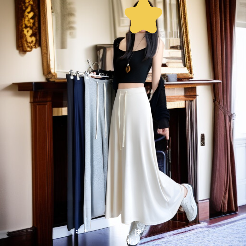 春夏のマーメイドミディスカート レディース高ウエストAラインロングスカート、垂れ感でスリム効果・ヒップカバー、家でも外でも万能