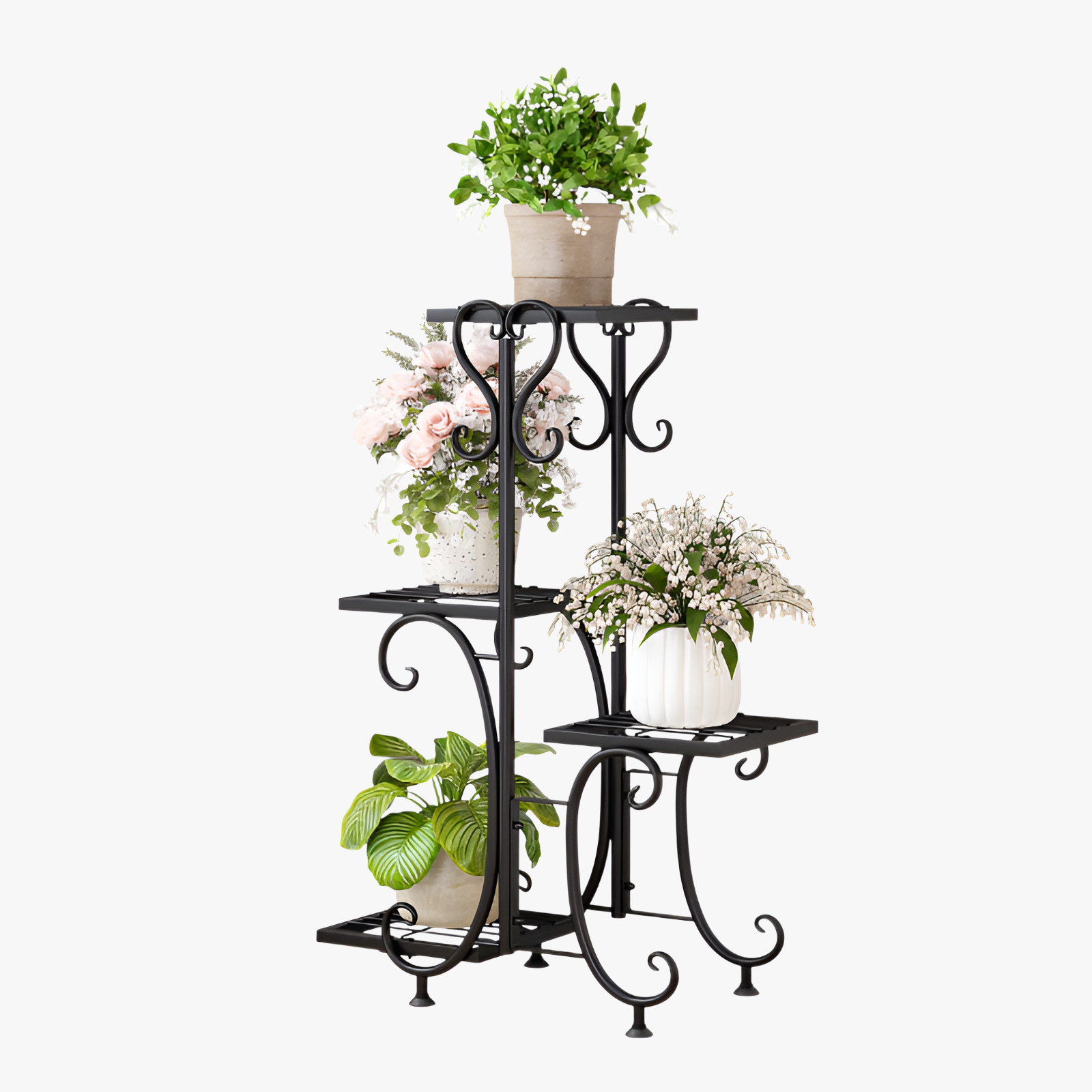 Bodenstehendes Gartenregal aus Schmiedeeisen, nordischer Stil, 50x80x25cm