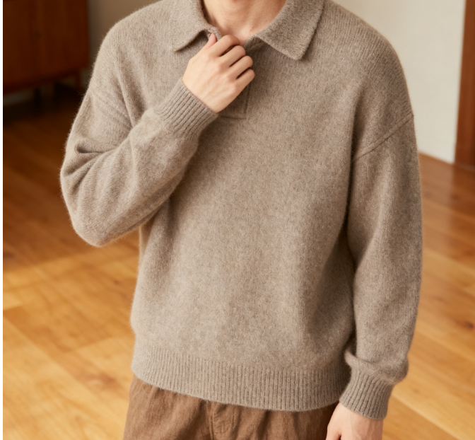  세련된 한국풍 카키 니트