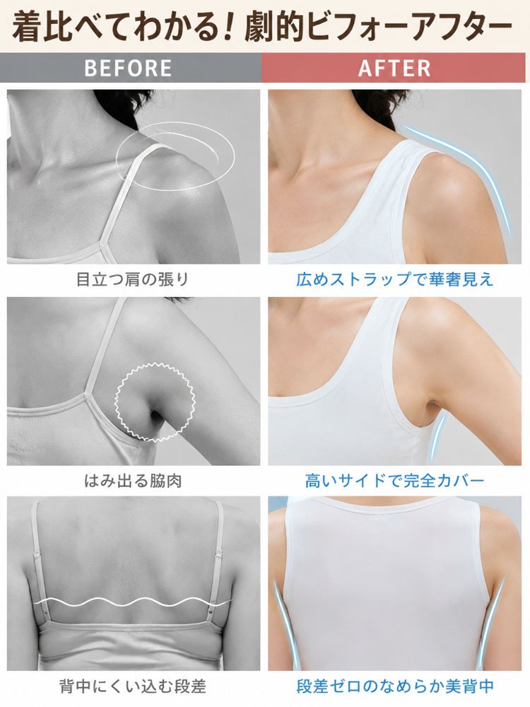 Monolly 魔法のシルエット ブラトップ | 脇肉ブロック・接触冷感