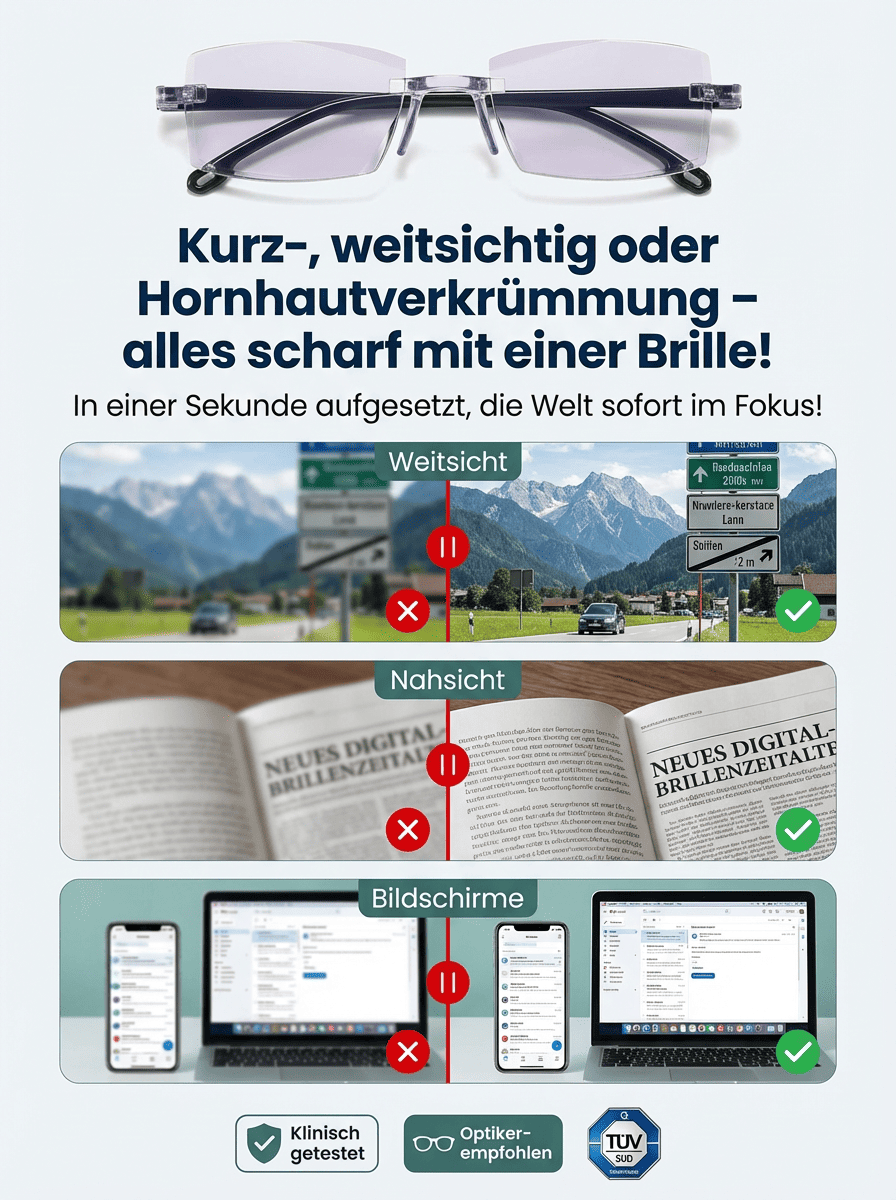 【Sehkraft zurück auf 20 Jahre】Intelligente Fokusveränderung Komfortable Lesebrille