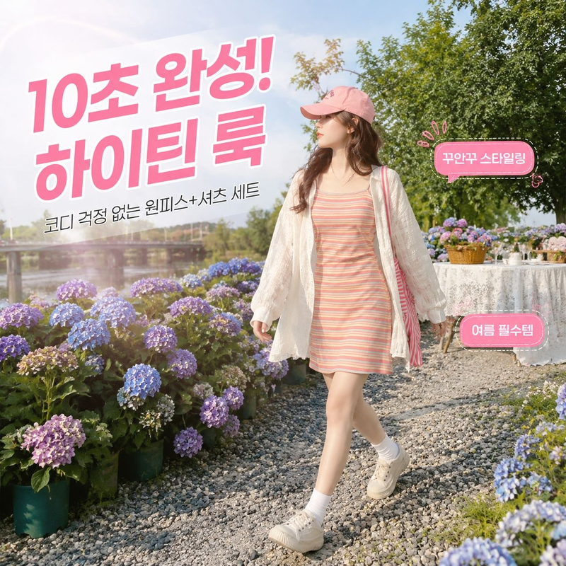 레인보우 여아 끈 나시 원피스