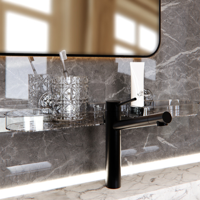 吸盤式洗面所収納ラック 壁掛け・穴あけ不要