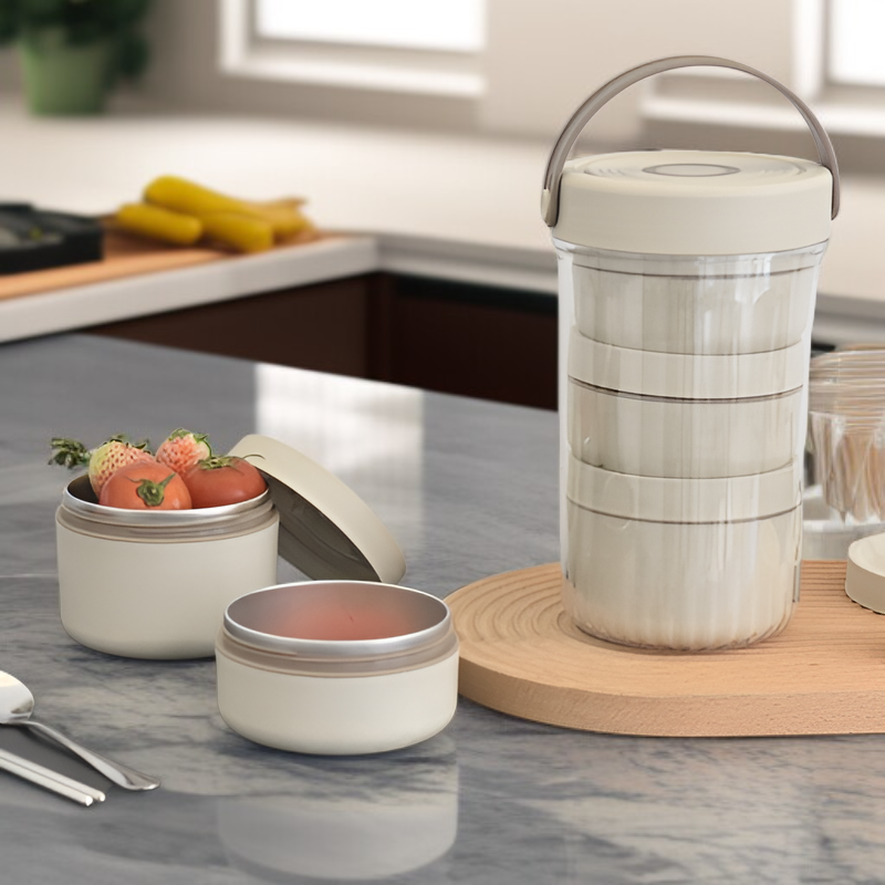 학생 휴대용 스텐 분리형 보온 도시락 세트