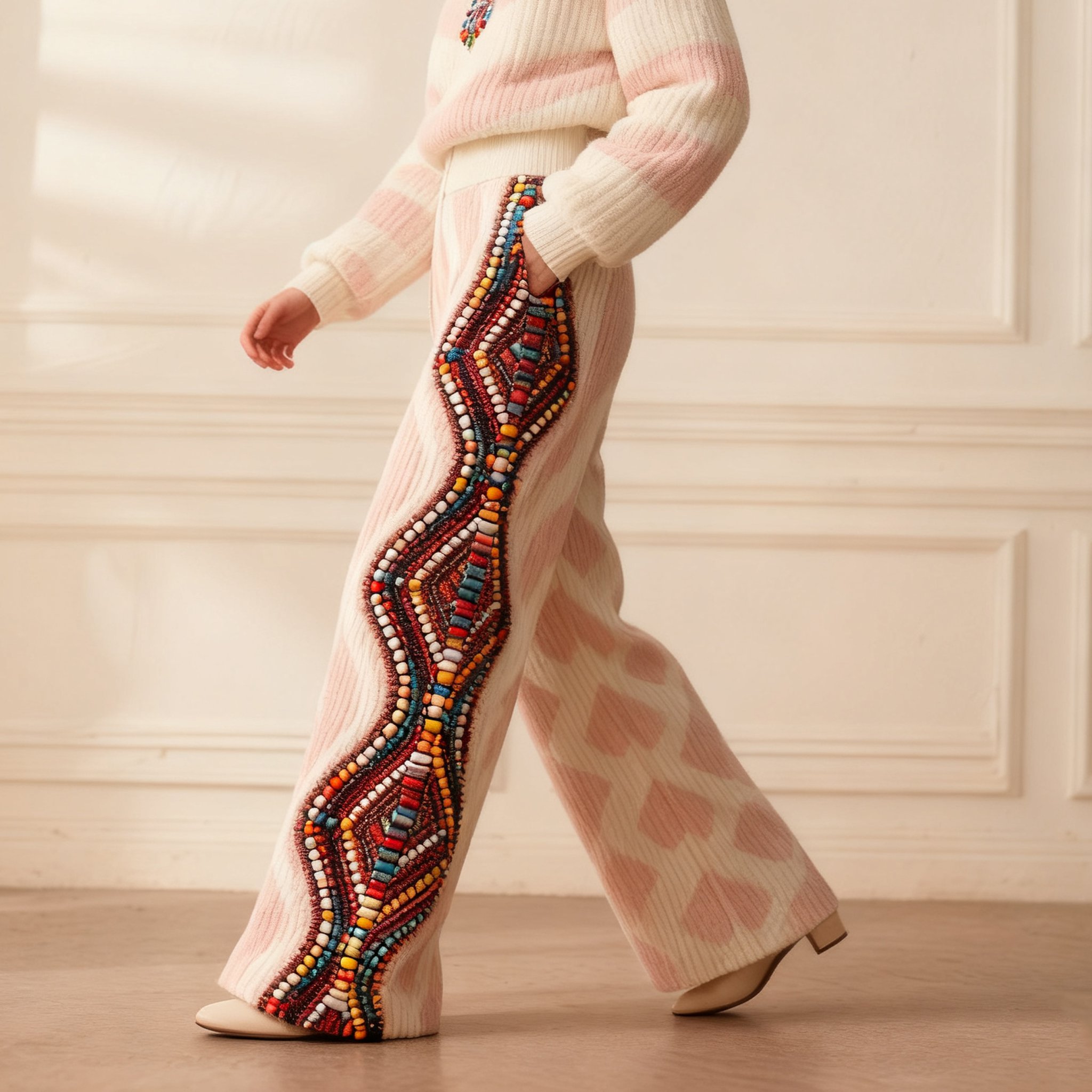 트렌디한 와이드 슬랙스 착용 샷