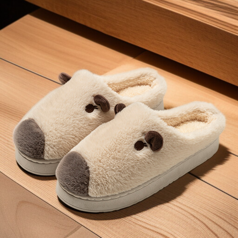 可愛棉拖鞋女家居厚底保暖加絨毛毛棉拖