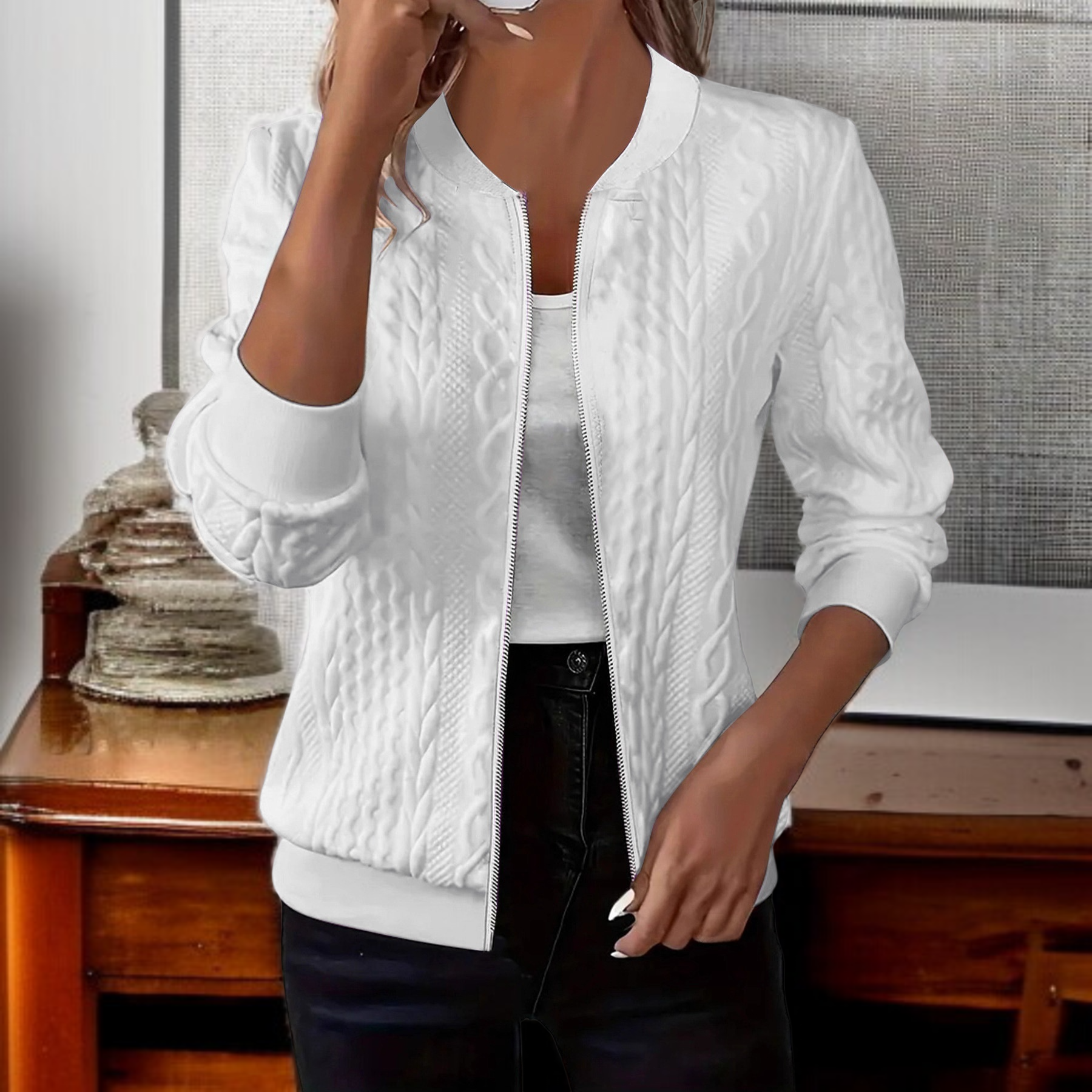 Women's autumn and winter solid color jacket